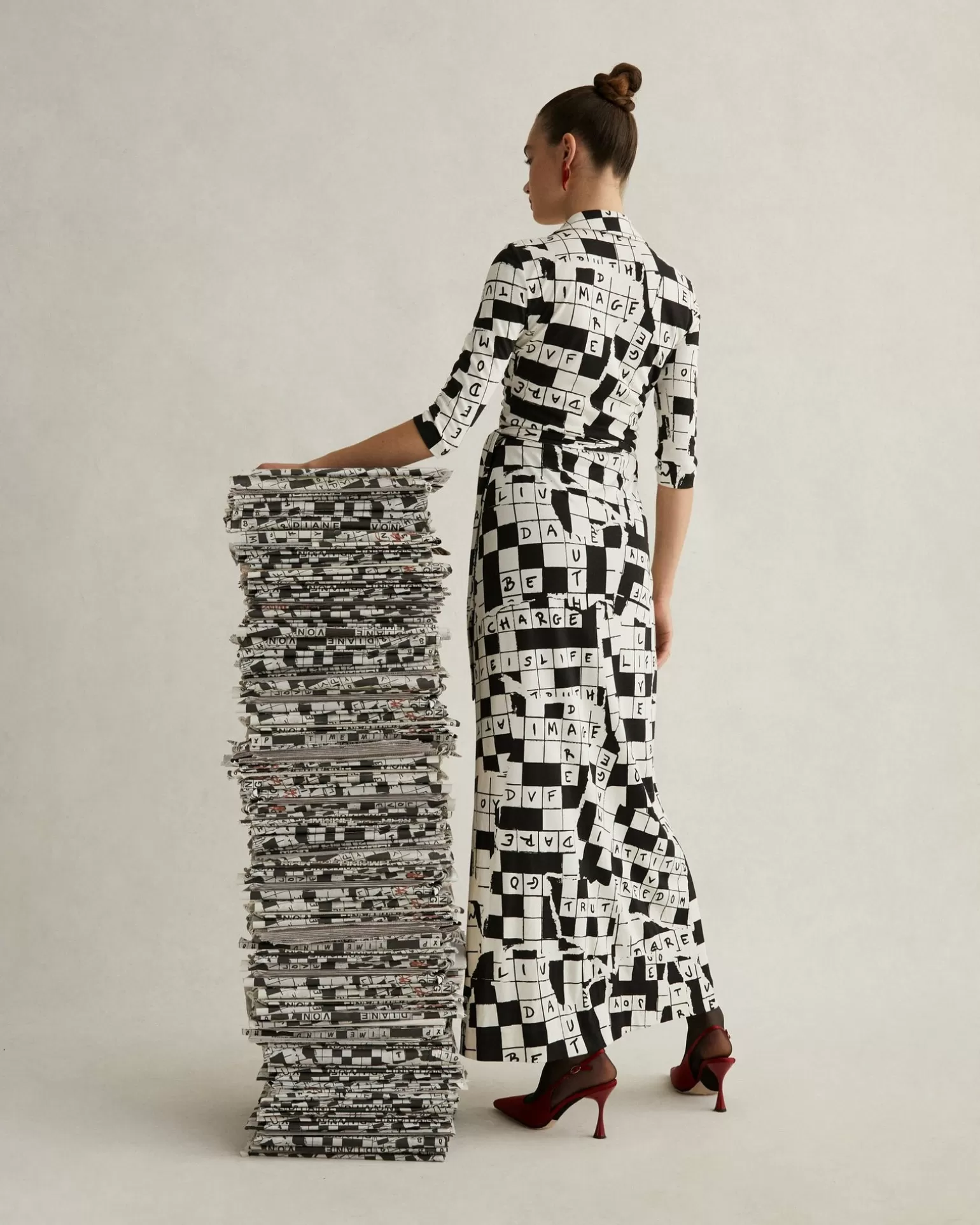 Abigail Silk Jersey Maxi Wrap Dress In Dvf 50Th Crossword Ivory^Diane von Furstenberg Discount