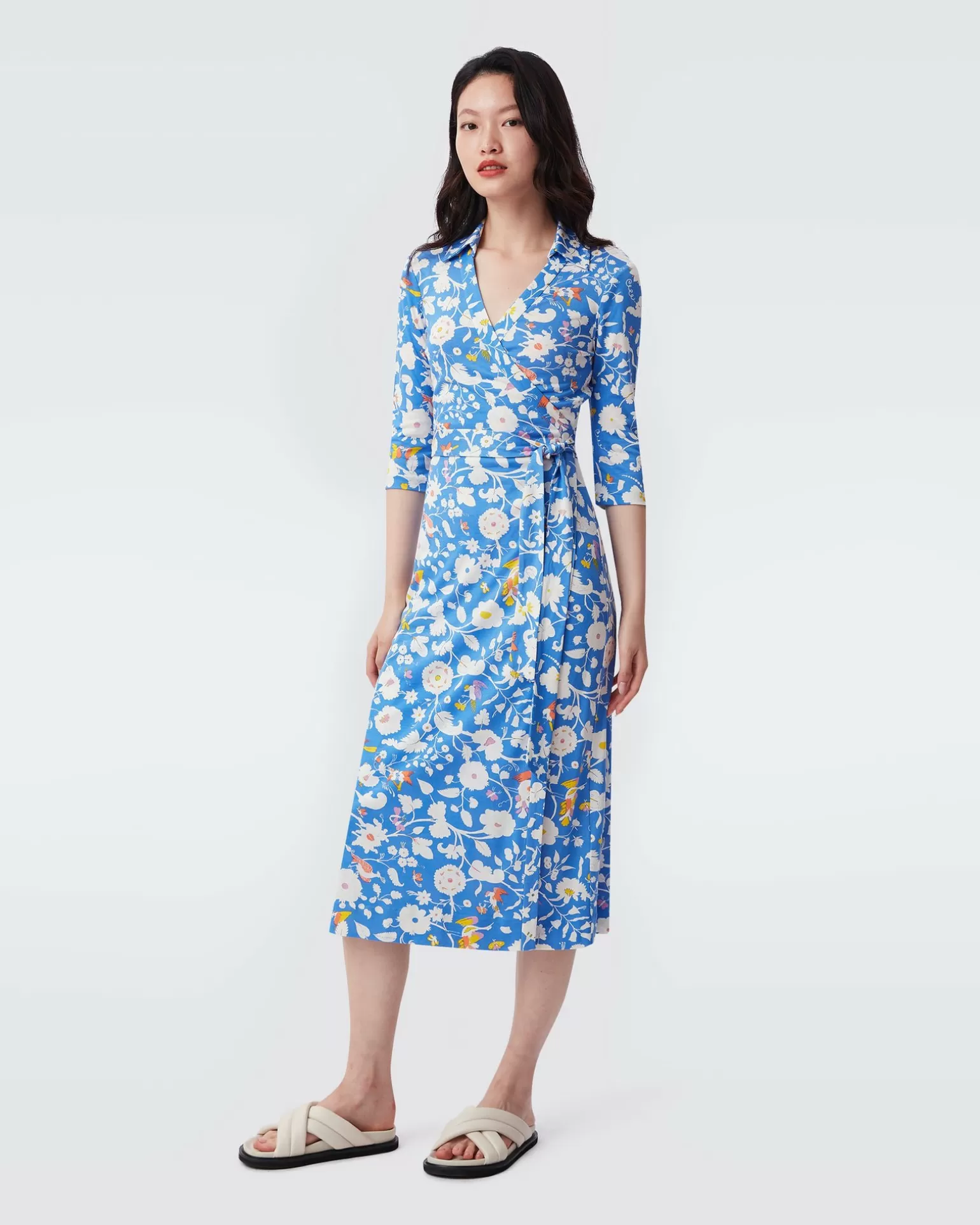 Abigail Silk Jersey Midi Wrap Dress In Signature Blue Fortuna^Diane von Furstenberg Clearance