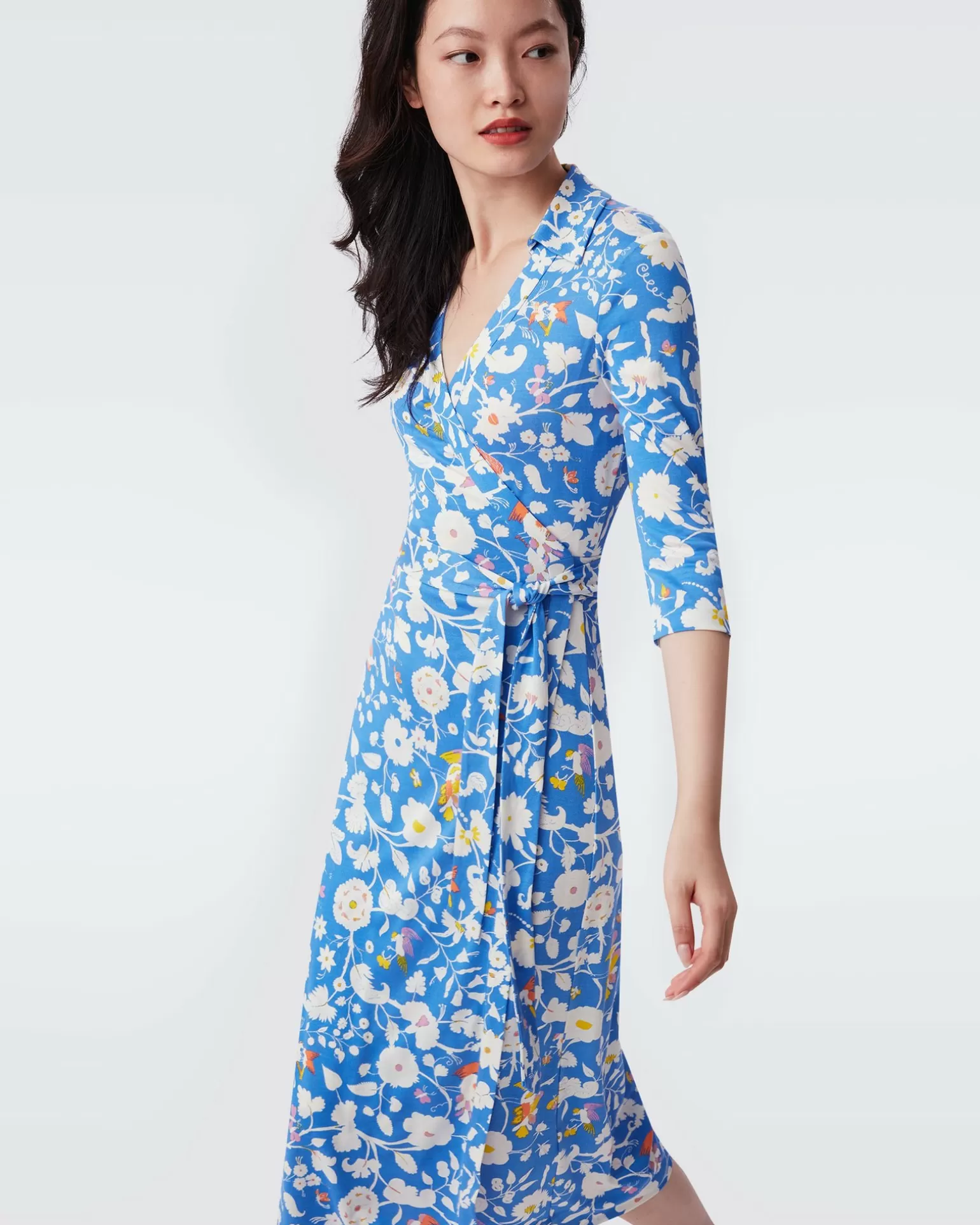Abigail Silk Jersey Midi Wrap Dress In Signature Blue Fortuna^Diane von Furstenberg Clearance