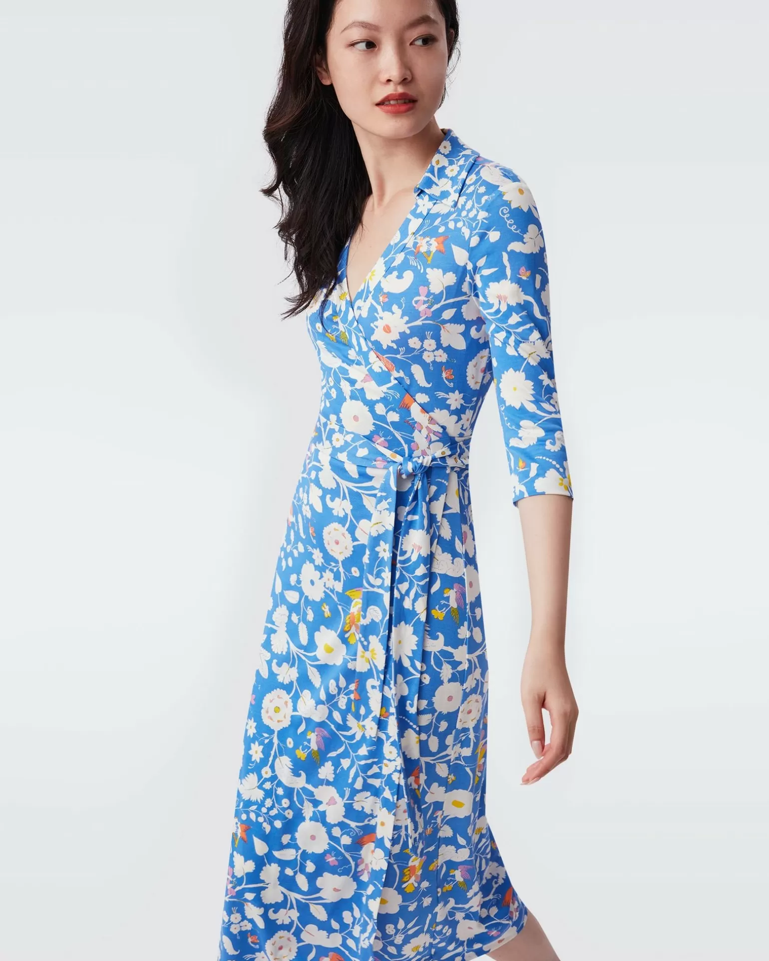 Abigail Silk Jersey Midi Wrap Dress In Signature Blue Fortuna^Diane von Furstenberg Clearance