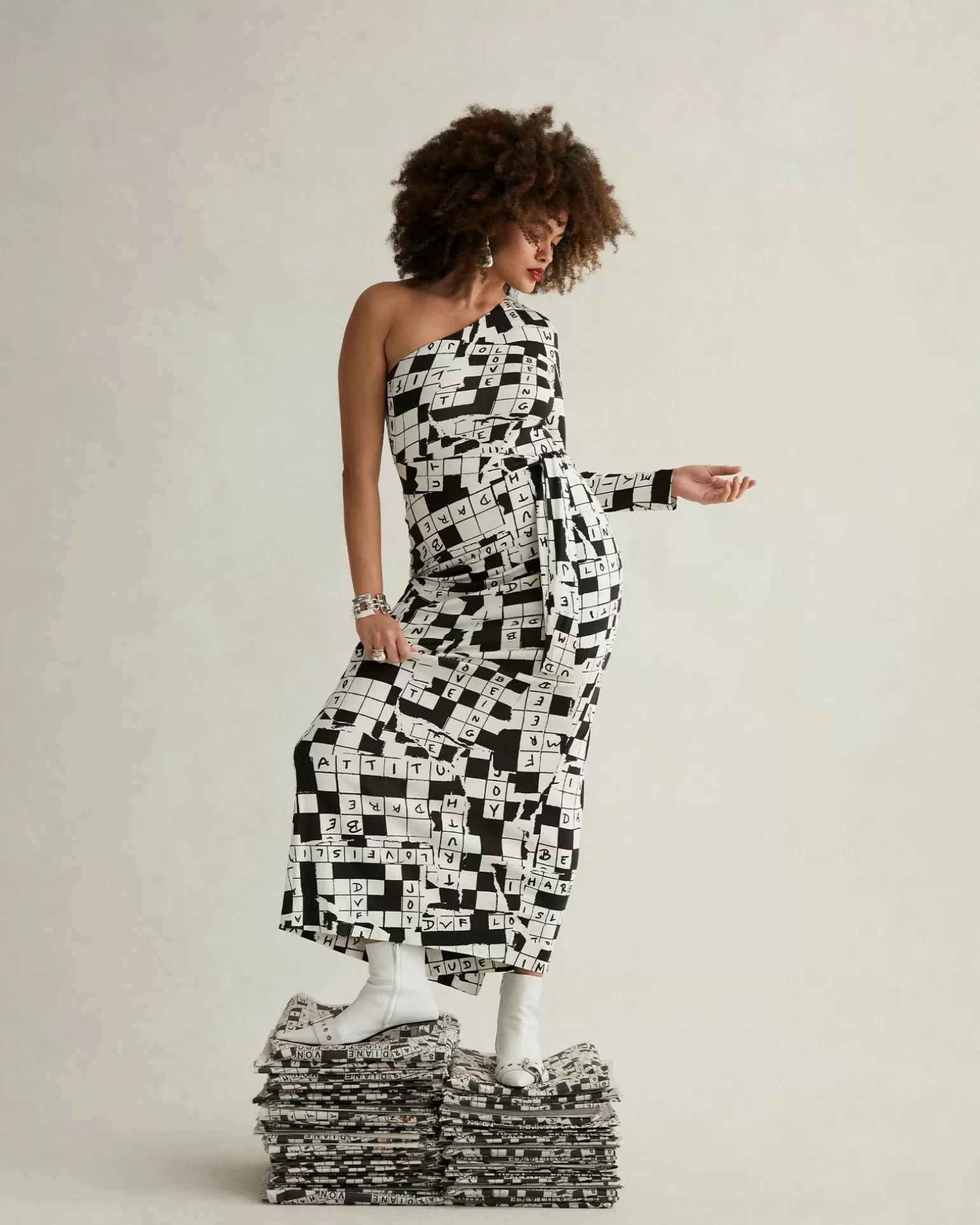 Coco Silk Jersey Dress In Dvf 50Th Crossword Ivory^Diane von Furstenberg Sale