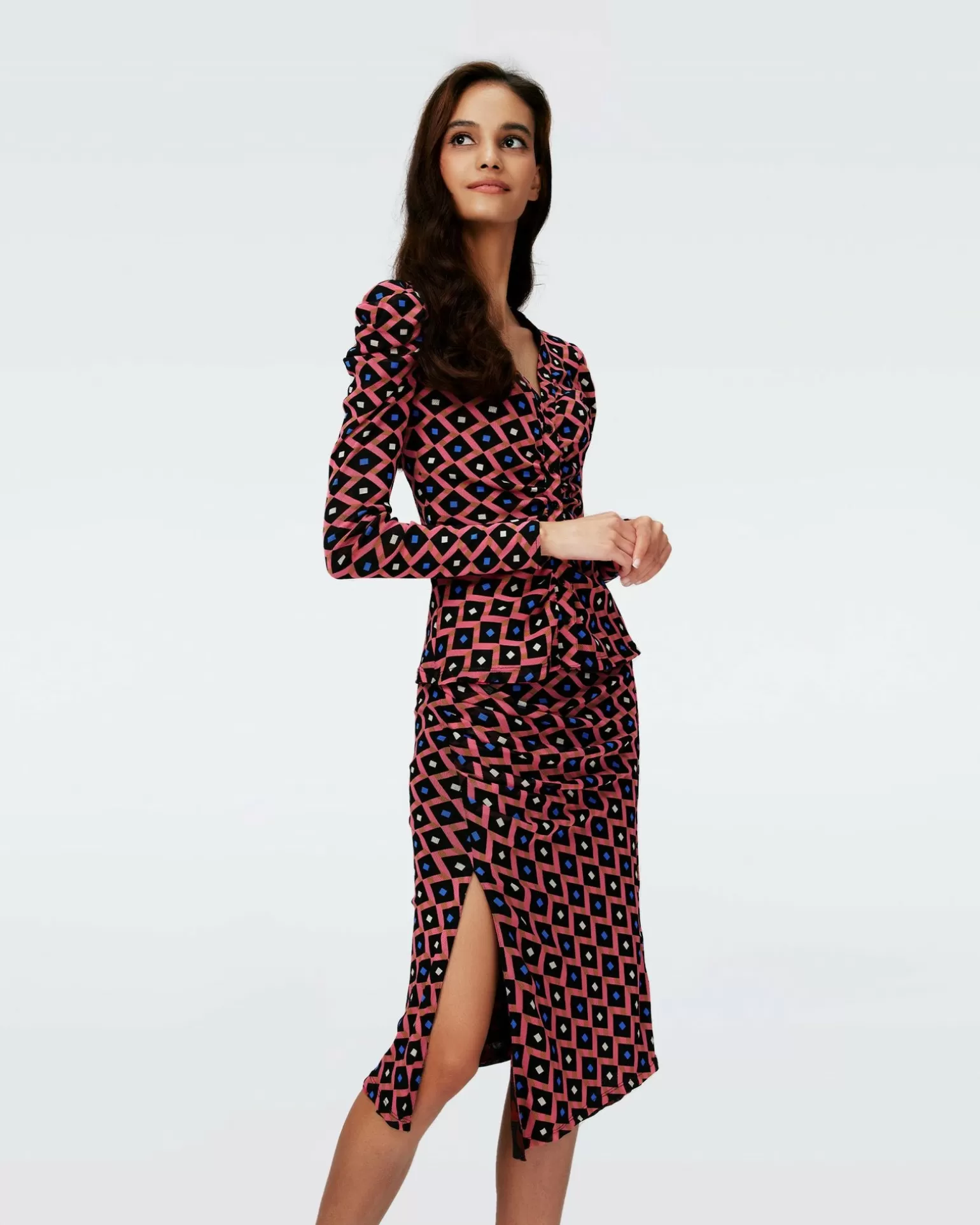 Dvf Dariella Reversible Skirt In Heart Leaves Blk/Dia Cubes Pk^Diane von Furstenberg Store
