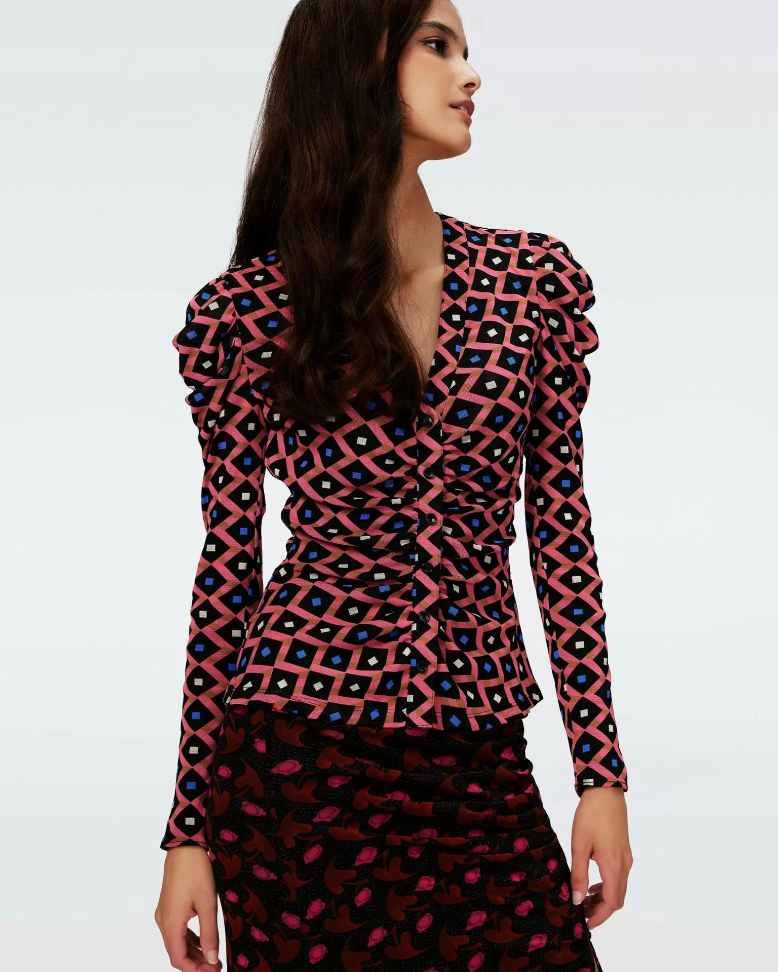 Dvf Gladys Top Reversible In Heart Leaves Blk/Dia Cubes Pk^Diane von Furstenberg Outlet