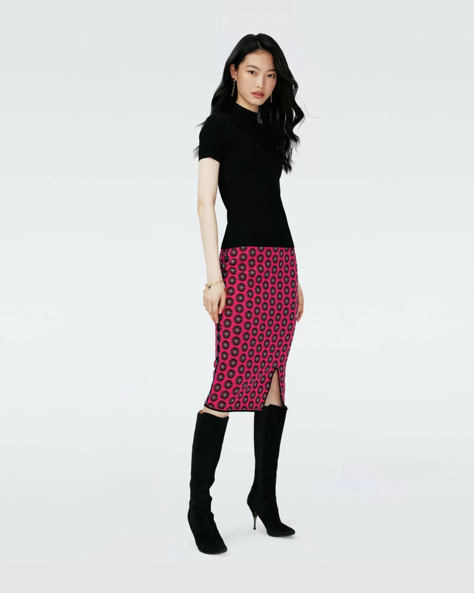 Dvf Gusta Skirt In Flwer Tie Poison Pink^Diane von Furstenberg Discount