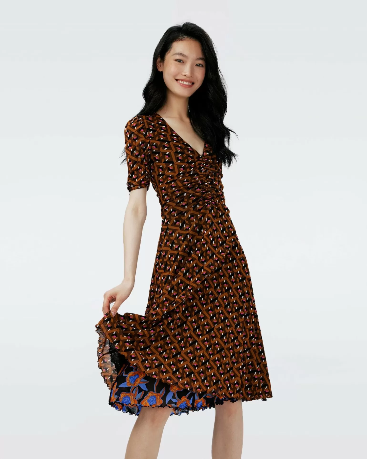 Dvf Koren Reversible Dress In Oracle R/Tarot Maze Blk Coffee^Diane von Furstenberg Discount