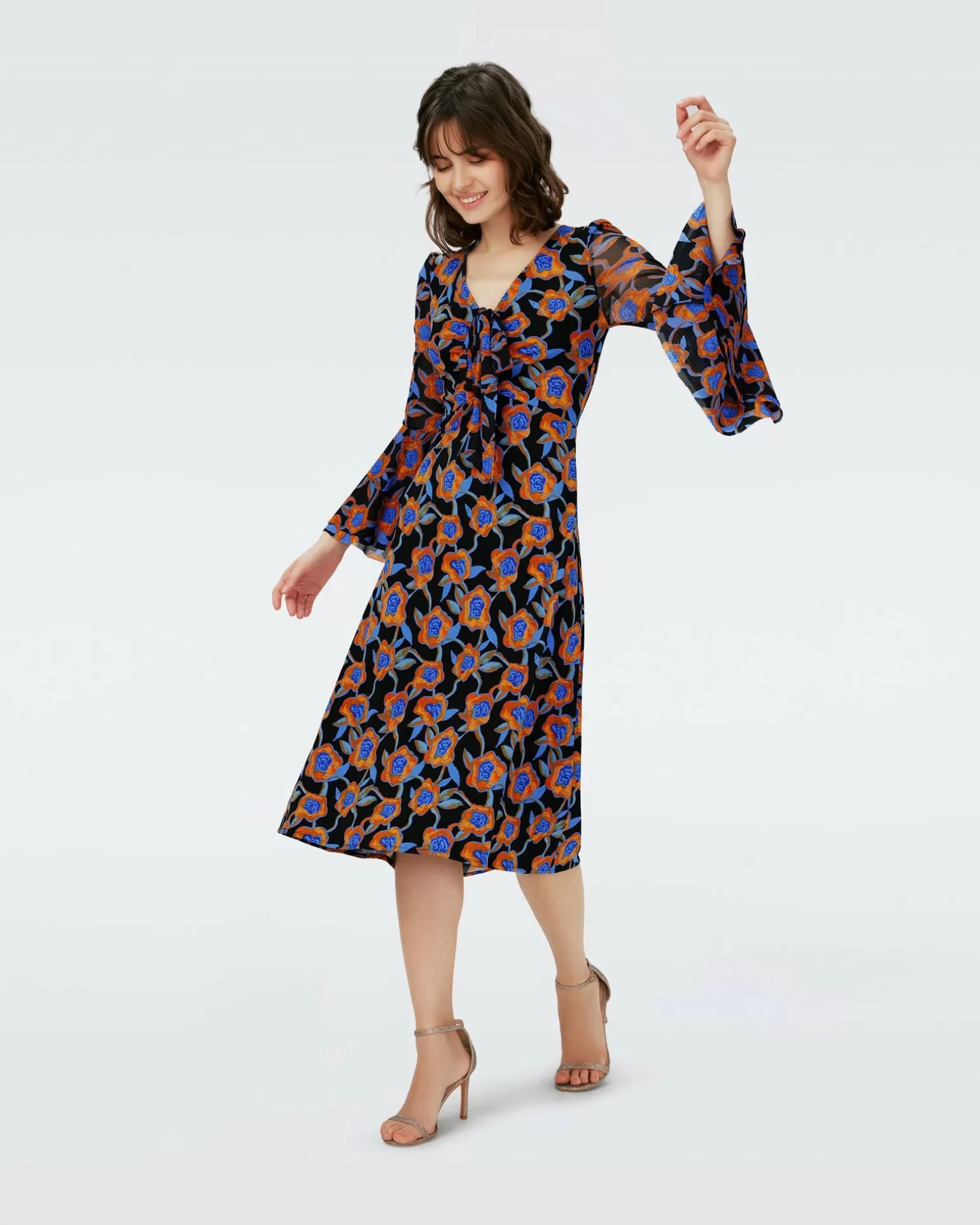 Dvf New Shauna Dress In Oracle Rose Sm Blk Coffee^Diane von Furstenberg Store