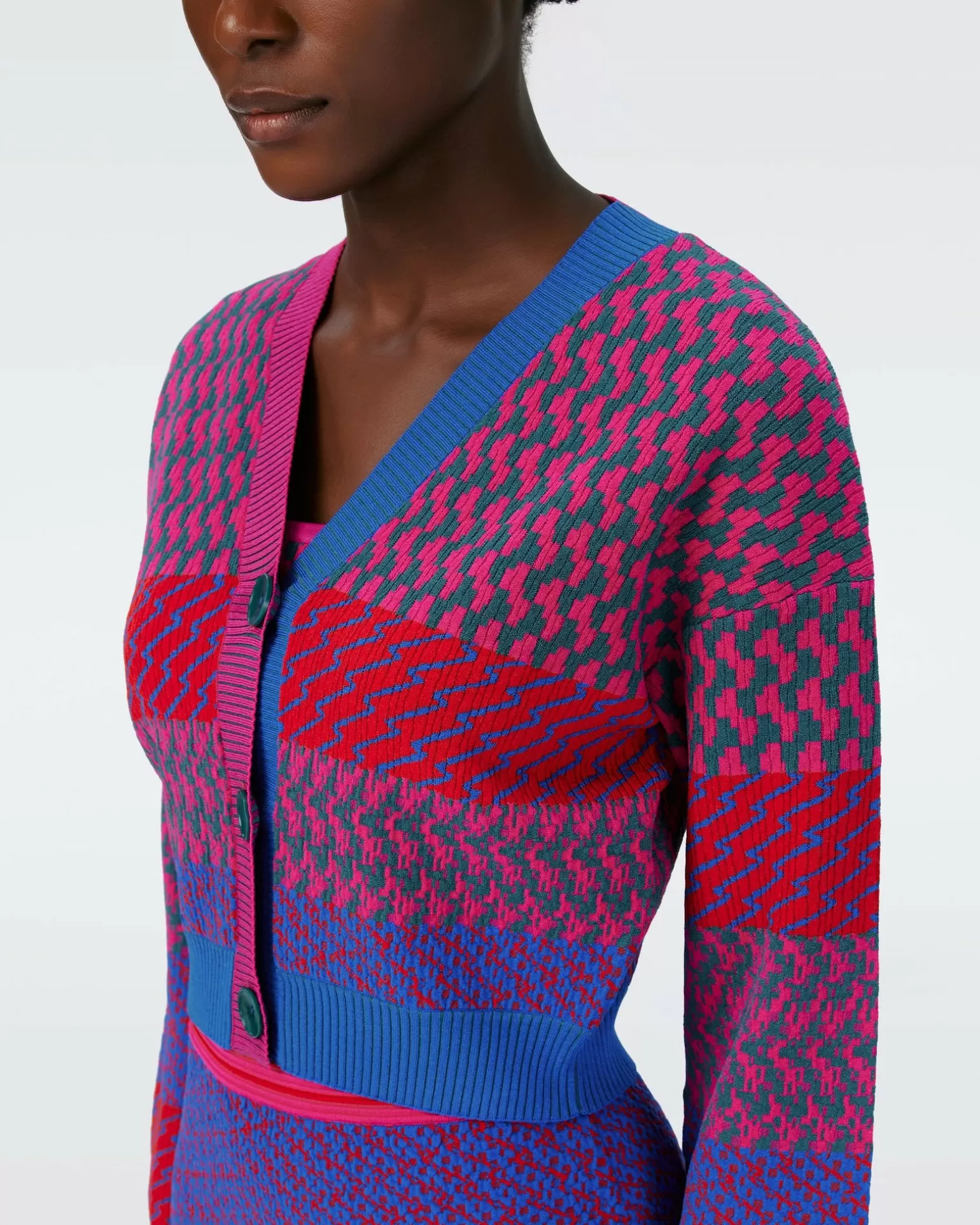 Dvf Rema Cardigan In Multicolor Zigzag Strip Pk/Bu^Diane von Furstenberg Sale