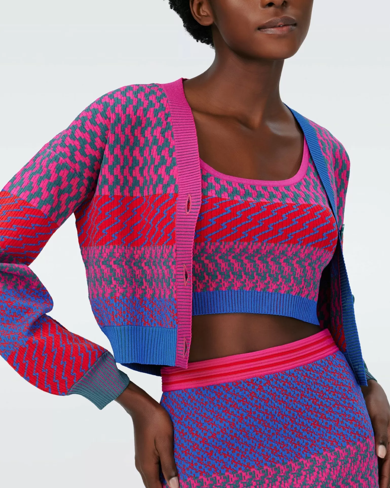 Dvf Rema Cardigan In Multicolor Zigzag Strip Pk/Bu^Diane von Furstenberg Sale