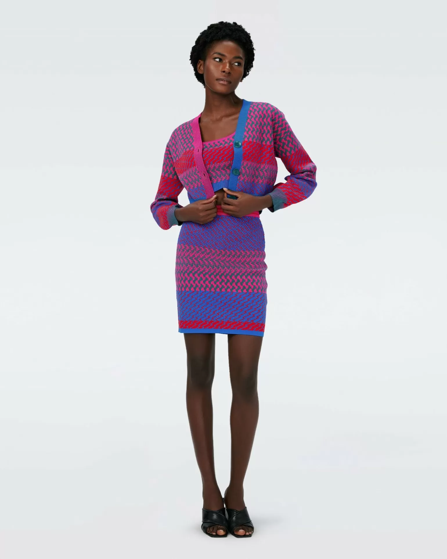 Dvf Rema Cardigan In Multicolor Zigzag Strip Pk/Bu^Diane von Furstenberg Sale