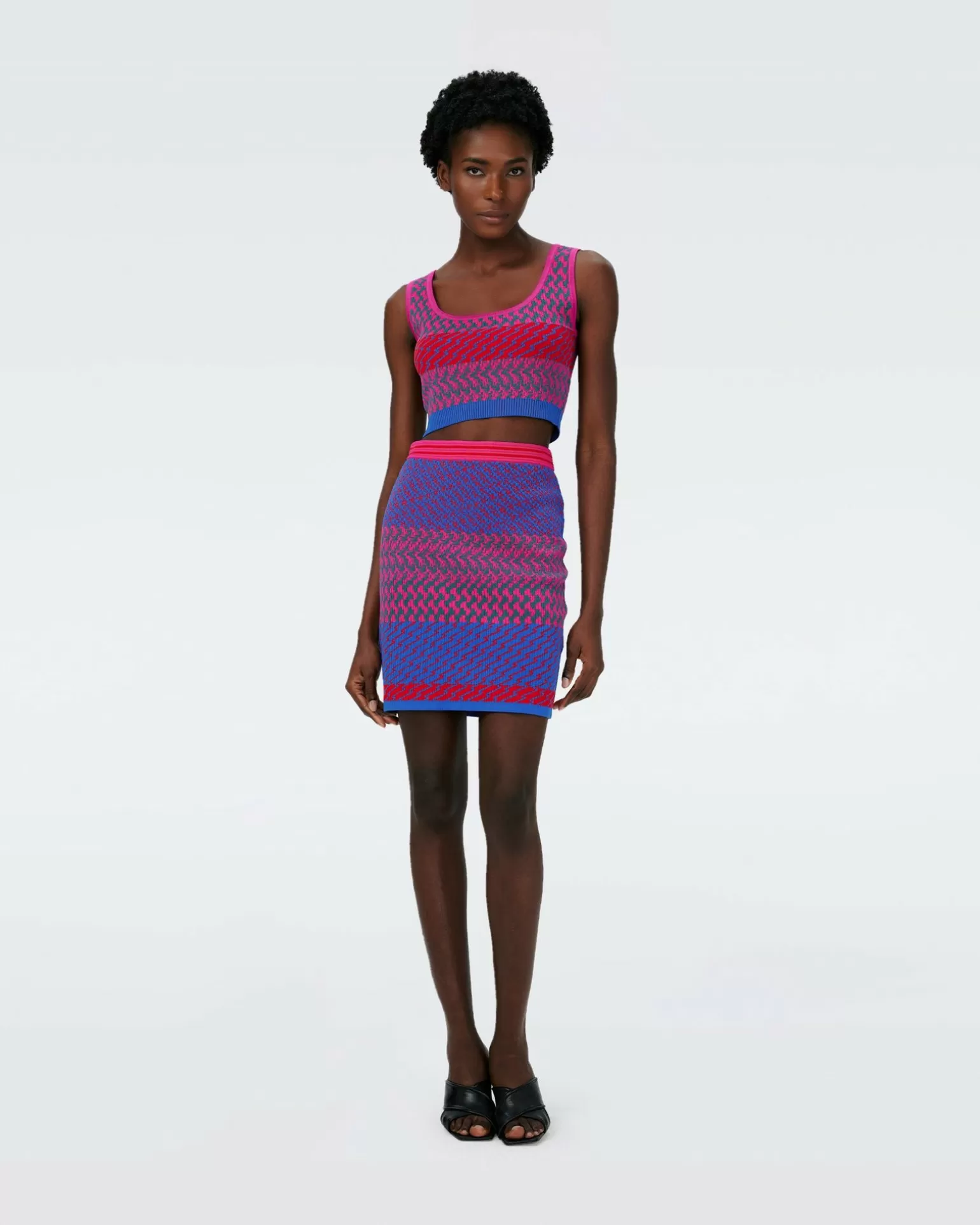 Dvf Viv Skirt In Multicolor Zigzag Strip Pk/Bu^Diane von Furstenberg Clearance