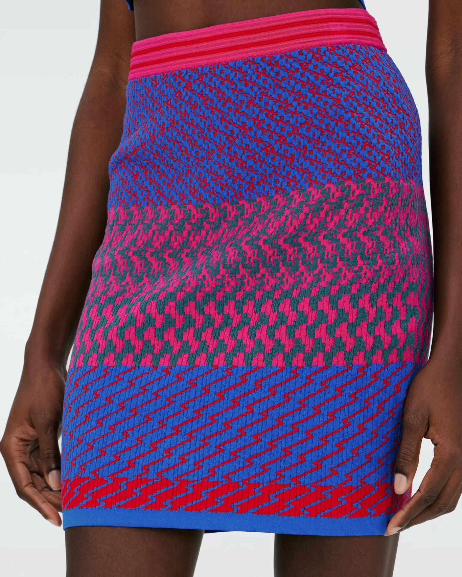 Dvf Viv Skirt In Multicolor Zigzag Strip Pk/Bu^Diane von Furstenberg Clearance