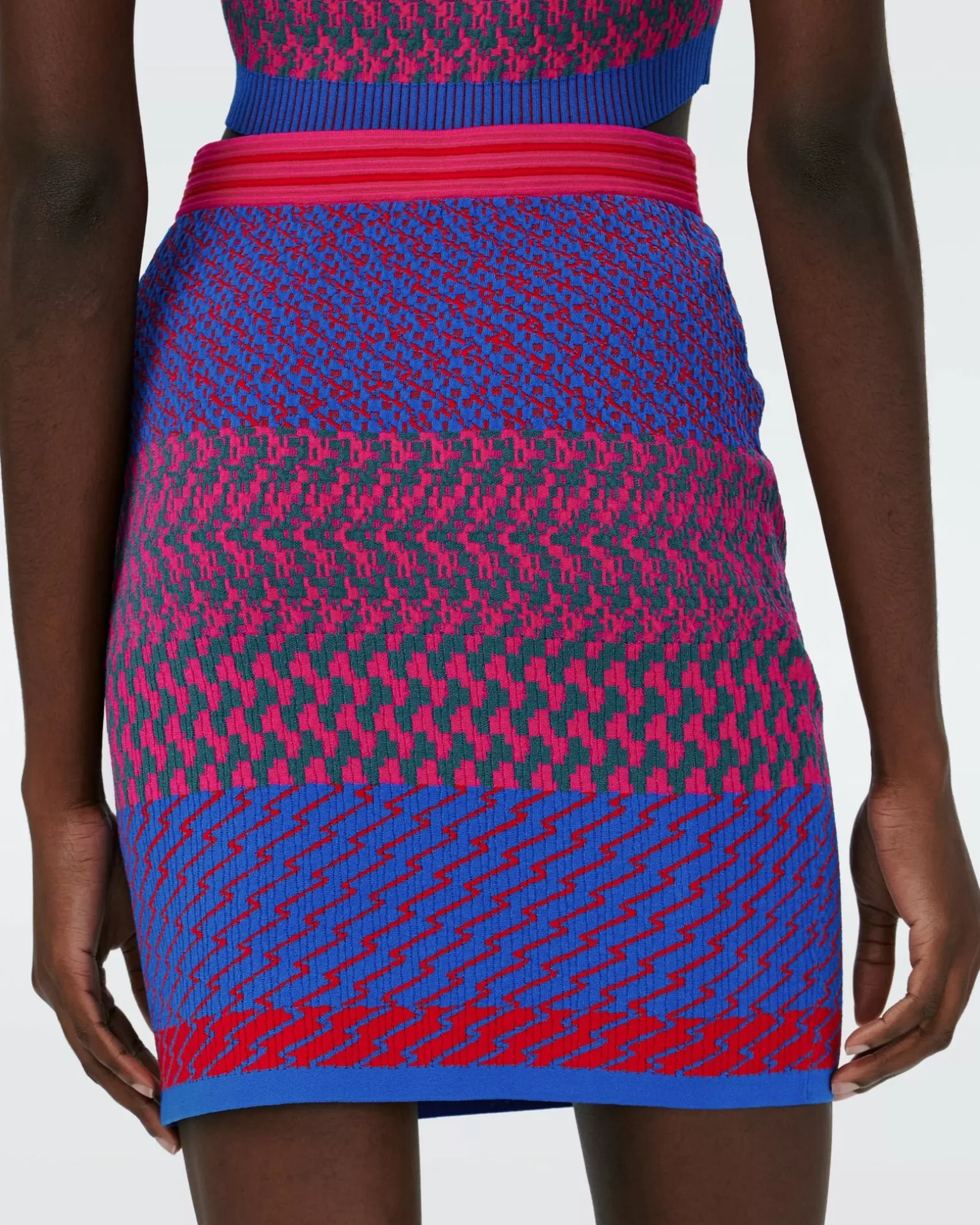 Dvf Viv Skirt In Multicolor Zigzag Strip Pk/Bu^Diane von Furstenberg Clearance
