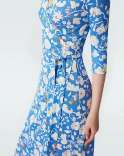Abigail Silk Jersey Midi Wrap Dress In Signature Blue Fortuna