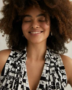 Ariane Top In Tiny Dvf 50Th Crossword Black