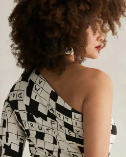 Coco Silk Jersey Dress In Dvf 50Th Crossword Ivory