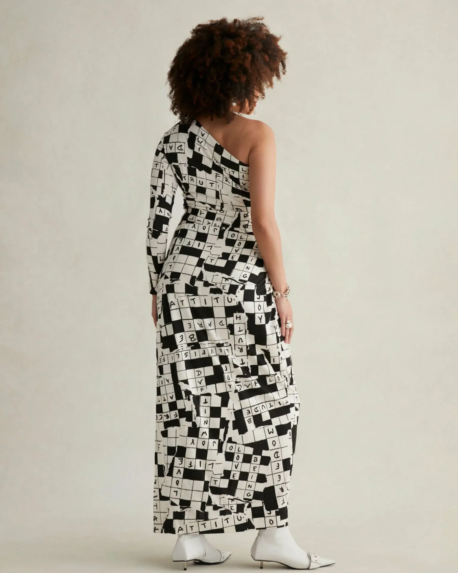 Coco Silk Jersey Dress In Dvf 50Th Crossword Ivory