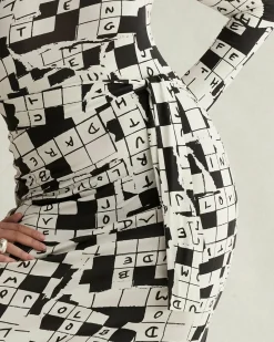 Coco Silk Jersey Dress In Dvf 50Th Crossword Ivory