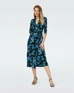 Dvf Abigail Midi Dress In China Vine Blk Med