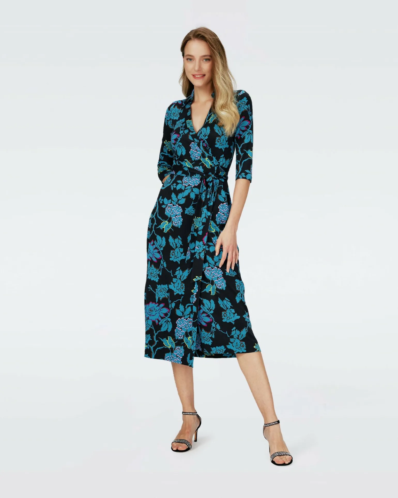 Dvf Abigail Midi Dress In China Vine Blk Med