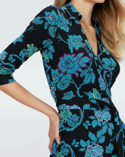 Dvf Abigail Midi Dress In China Vine Blk Med