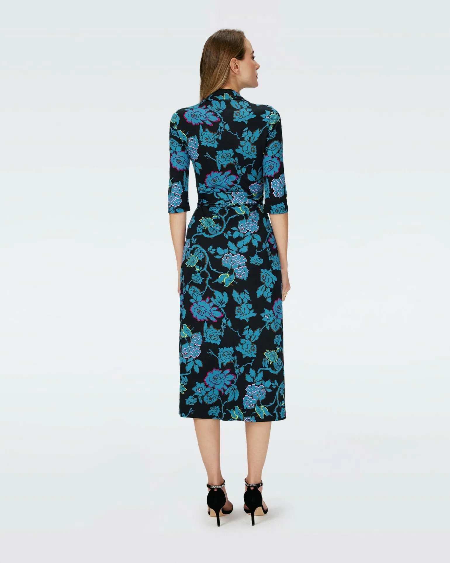 Dvf Abigail Midi Dress In China Vine Blk Med