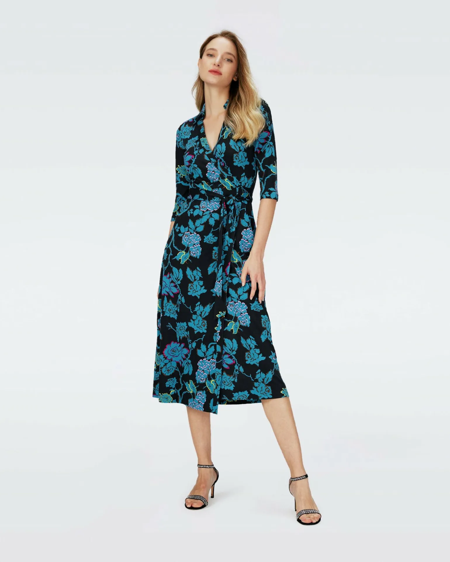 Dvf Abigail Midi Dress In China Vine Blk Med