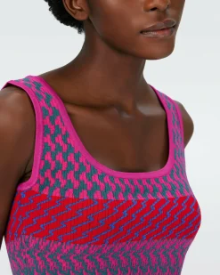 Dvf Arpita Top In Multicolor Zigzag Strip Pk/Bu