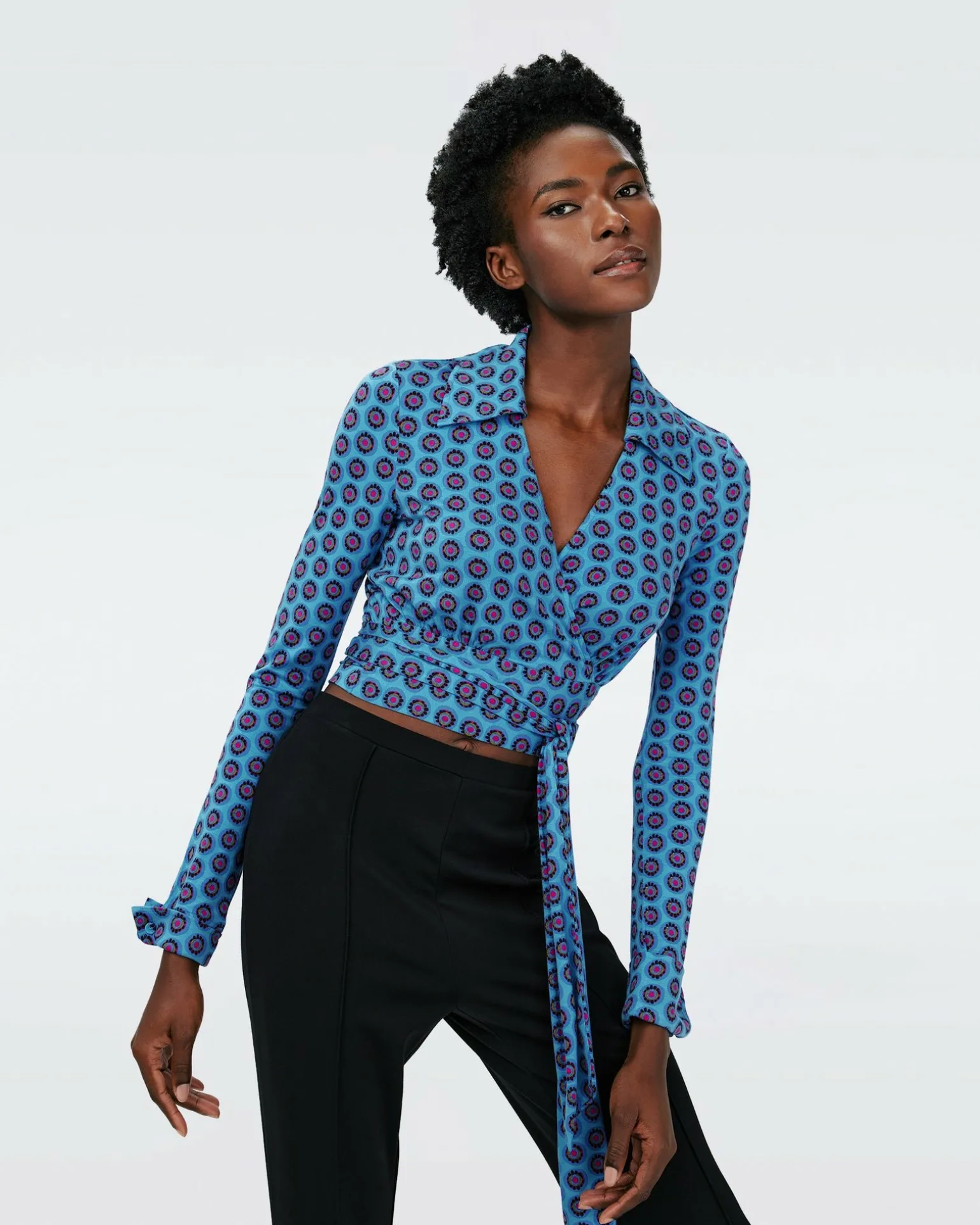 Dvf Bobbie Top In Flower Tie Barrier Reef