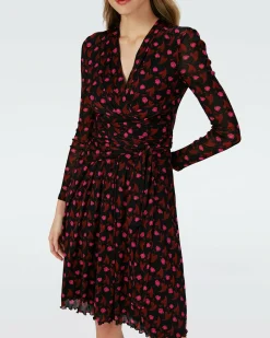 Dvf Brenda Dress In Heart Leaves Blk