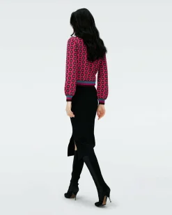 Dvf Bryant Cardigan In Flwer Tie Poison Pink