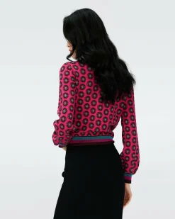 Dvf Bryant Cardigan In Flwer Tie Poison Pink