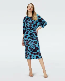 Dvf Chrisey Dress In China Vine Barrier Reef Lg