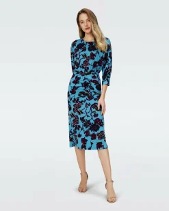 Dvf Chrisey Dress In China Vine Barrier Reef Lg