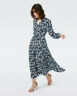 Dvf Gil Dress In Fortune Vine Ivory