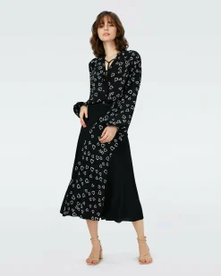 Dvf Ginny Two Blouse In Small Hearts/Blk