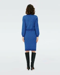 Dvf Gusta Skirt In Flower Tie Turquoise