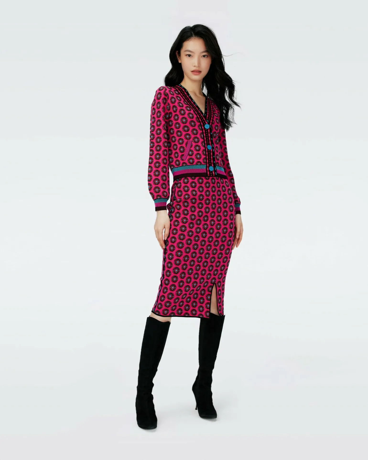 Dvf Gusta Skirt In Flwer Tie Poison Pink