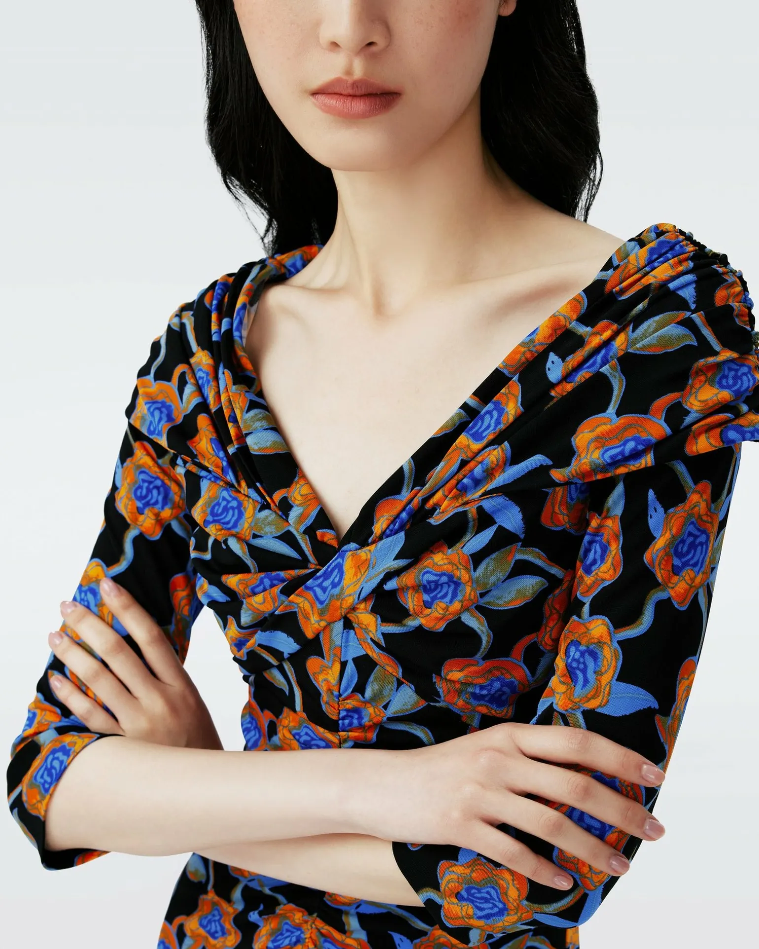 Dvf Jim Dress In Oracle Rose Sm Blk Coffee