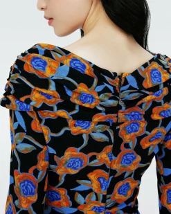 Dvf Jim Dress In Oracle Rose Sm Blk Coffee