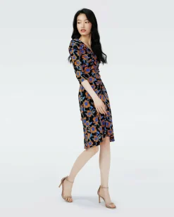 Dvf Jim Dress In Oracle Rose Sm Blk Coffee
