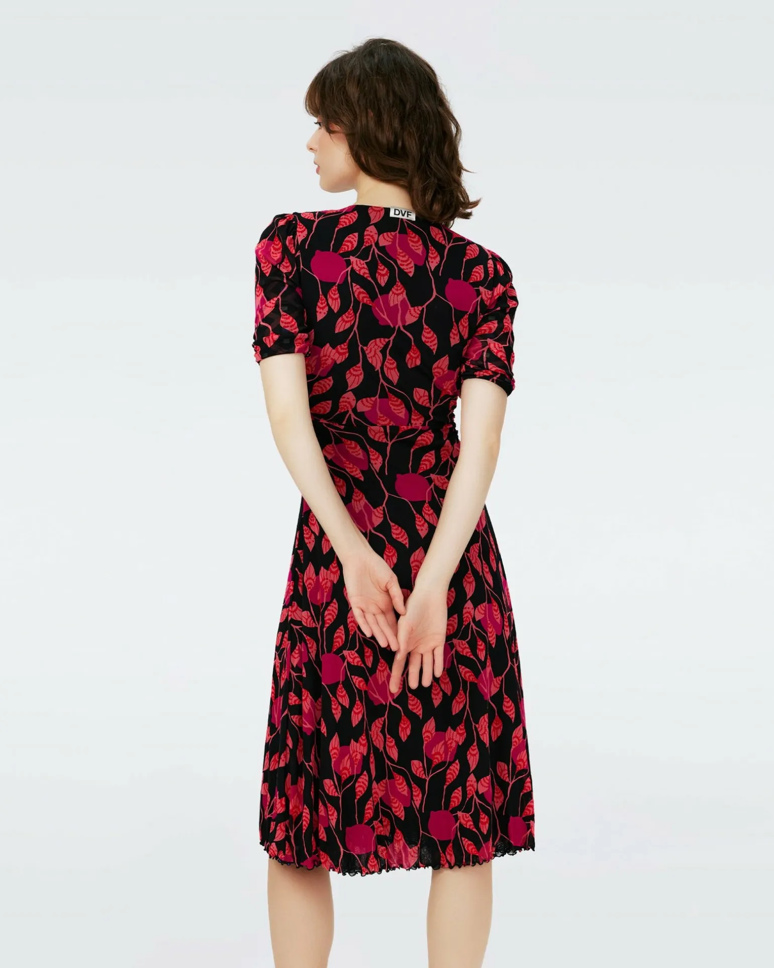 Dvf Koren Reversible Dress In Lantern Leaves Pk/Dia Cubes Pk