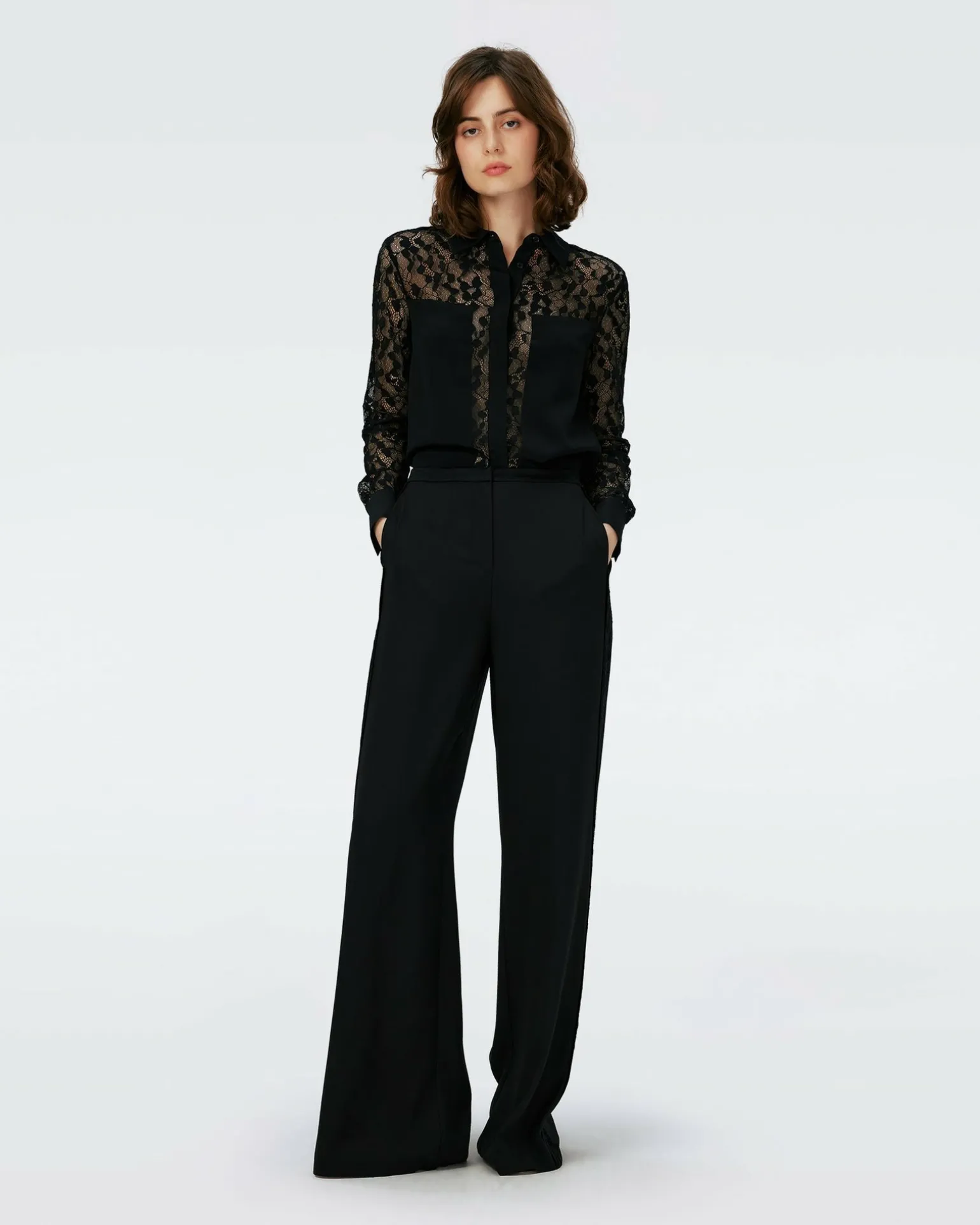 Dvf Louise Top In Black/Lace