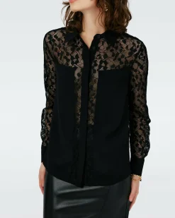 Dvf Louise Top In Black/Lace
