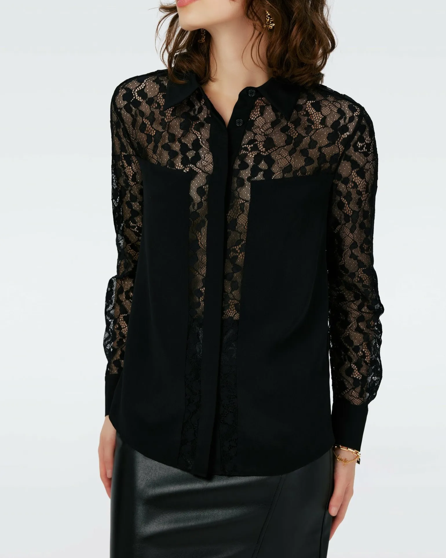 Dvf Louise Top In Black/Lace