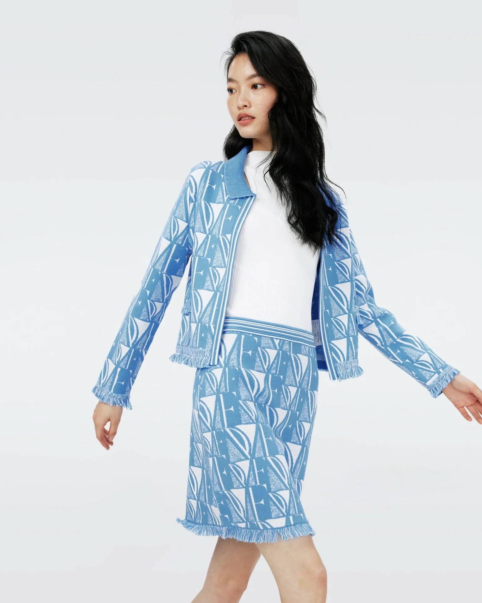 Dvf Morgaine Cardigan In Dvf Logo Blue
