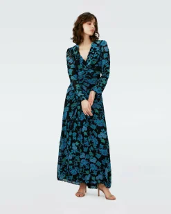 Dvf Sean Dress In China Vine Blk Med