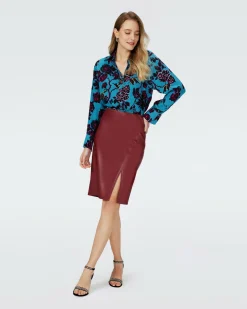 Dvf Takashi Skirt In Garnet Red