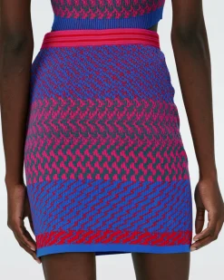 Dvf Viv Skirt In Multicolor Zigzag Strip Pk/Bu