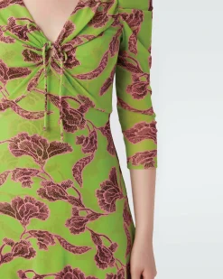 Merlot Knee-Length Mesh Dress