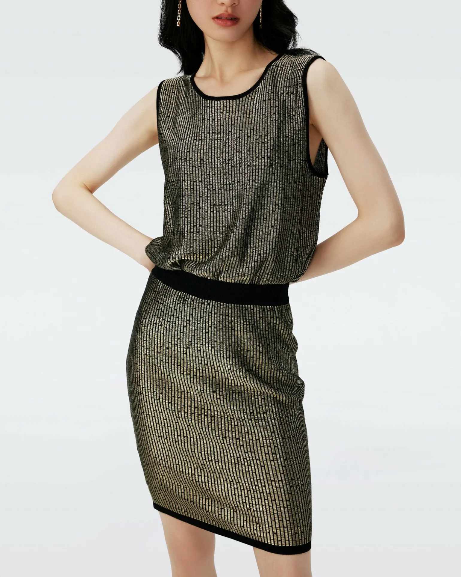 Richie Metallic Knit Jacquard Dress